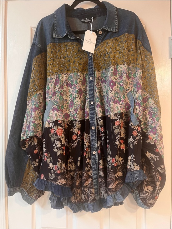 Young Threads Jackets & Blazers - NWT Young Threads Patchwork Denim Jacket/shirt - Multicolor